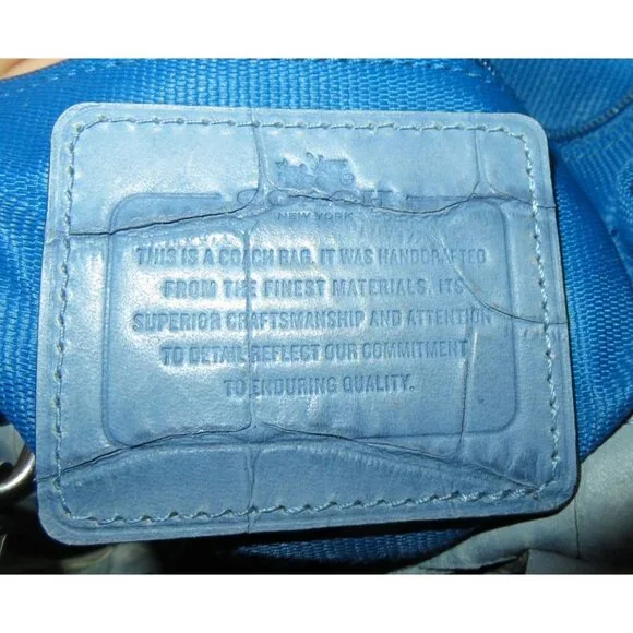 SOLD Coach Rhyder Limited Edition rare dusty blue Croc Embossed Denim Leather - Picture 12 of 16